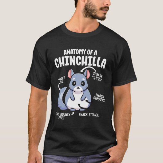 Anatomy Of A Chinchilla Animals  Educational Men W T-shirt (Voorkant)