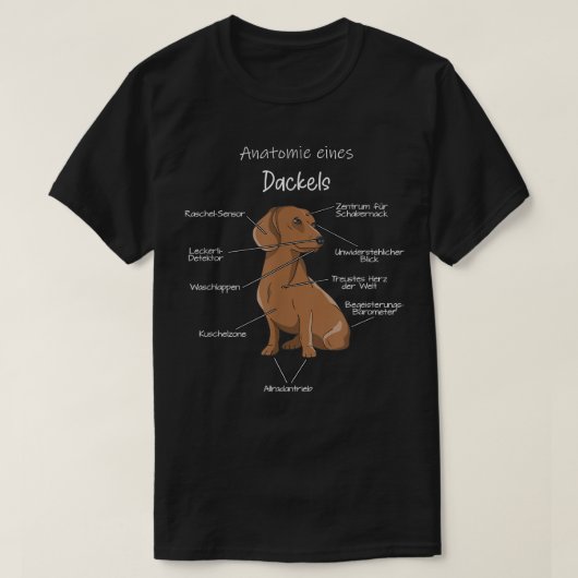 Anatomy of a Dachshund  Badger Dog Dog Teckel  T-shirt (Design voorkant)
