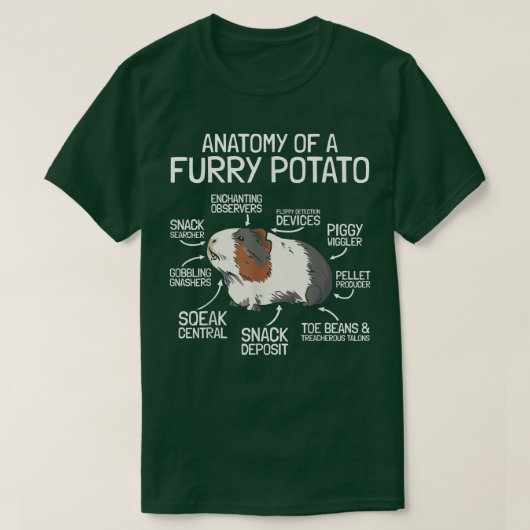 Anatomy Of A Furry Potato  Guinea Pig  T-shirt (Design voorkant)