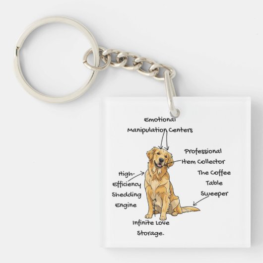 Anatomy of a Golden Retriever - Funny Dog Mom/Dad  Sleutelhanger (voorkant)