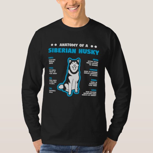 Anatomy of A Husky Siberian Dog Owner T-shirt (Voorkant)