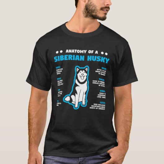 Anatomy of A Husky Siberian Dog Owner T-shirt (Voorkant)