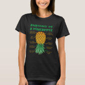 Anatomy Of A Pineapple Swinger Funny Upside Down T-shirt (Voorkant)