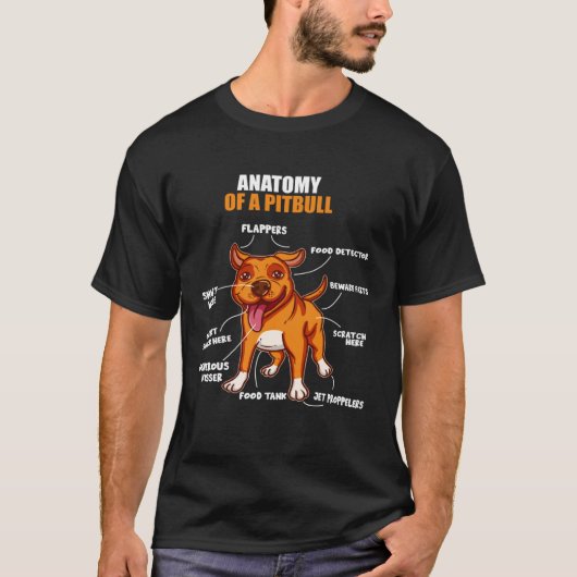 Anatomy of a Pitbull Stafford Bully Bulldog Pit Pi T-shirt (Voorkant)