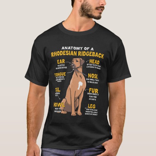 Anatomy Of A Rhodesian Ridgeback For Dog T-shirt (Voorkant)