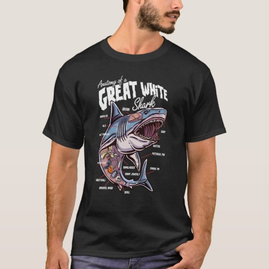 Anatomy of a White Shark Fish Shark Educational  1 T-shirt (Voorkant)