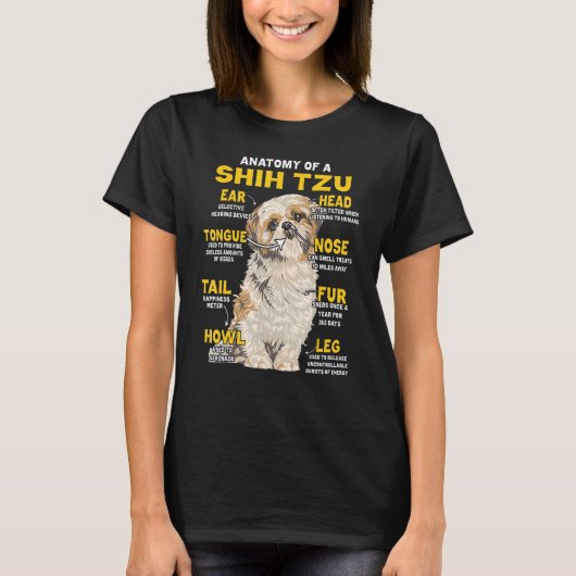 Anatomy Of Shih Tzu Funny Dog Lover T-shirt (Voorkant)