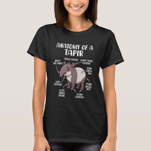 Anatomy of Tapir Funny Tapir Lover Costume T-shirt (Voorkant)