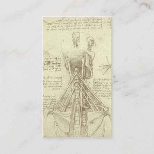 Anatomy Sketch of Spinal Column Leonardo da Vinci Visitekaartje (Achterkant)
