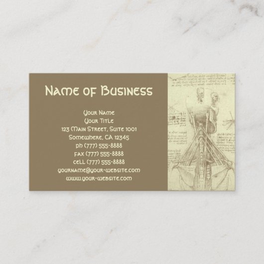 Anatomy Sketch of Spinal Column Leonardo da Vinci Visitekaartje (Voorkant)