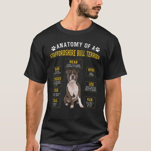 Anatomy Staffordshire Bull Terrier for Women Manne T-shirt (Voorkant)