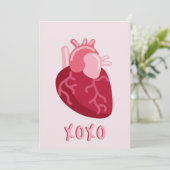 Anatonmical hart XOXO roze Valentijnsdag Feestdagenkaart (Staand voorkant)