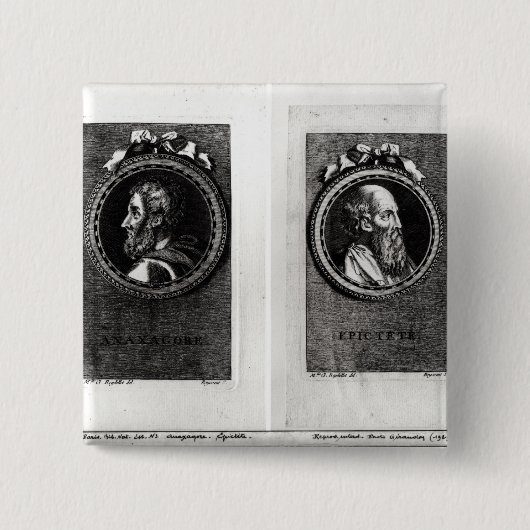 Anaxagorus en Epictetus Vierkante Button 5,1 Cm (Voorkant)