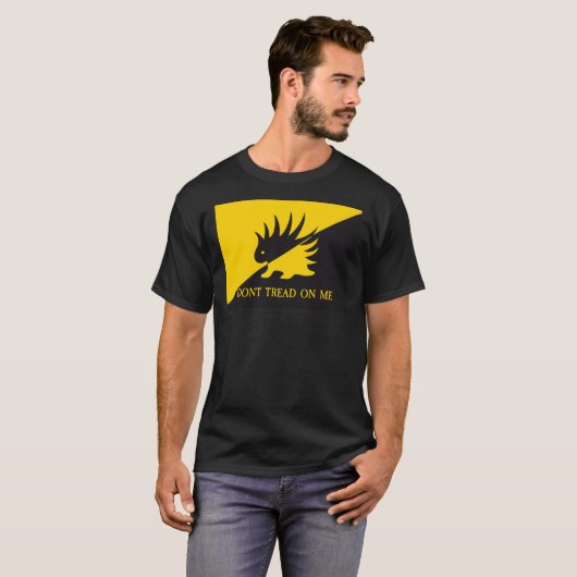 Ancap porcupine Gadsden flag parody Don&x27;t trea T-shirt (Voorkant volledig)