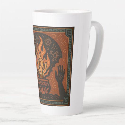 🔥 “Ancestral Flame” – Sacred Fire Mug Latte Mok (Rechterhoek)