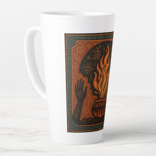 🔥 “Ancestral Flame” – Sacred Fire Mug Latte Mok (Linkerhoek)