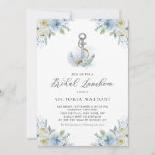 Anchor and Blue Flowers Nautical Bridal Luncheon Kaart (Voorkant)