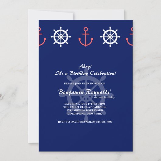 Anchor and Helm Invitation Kaart (Voorkant)
