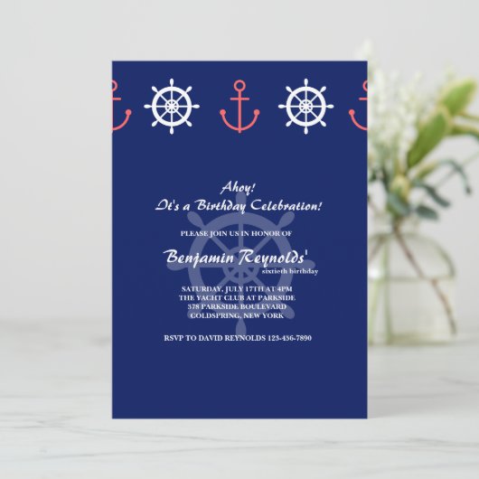 Anchor and Helm Invitation Kaart (Staand voorkant)