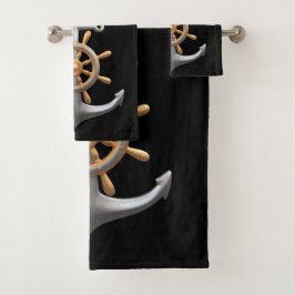 Anchor and Ship's Wheel  Bath Towel Set Bad Handdoek
