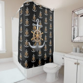 Anchor and Ship's Wheel Shower Curtain Douchegordijn (In situ)