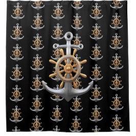 Anchor and Ship's Wheel Shower Curtain Douchegordijn