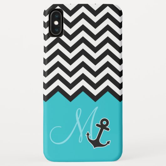 Anchor Aqua Blue Chevron Pattern Stylish Monogram Case-Mate iPhone Case (Achterkant)