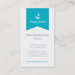 Anchor aqua blue white jacht visitekaartje