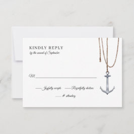 Anchor Away Touw Wedding RSVP Kaartje