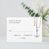 Anchor Away Touw Wedding RSVP Kaartje (Staand voorkant)
