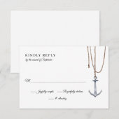 Anchor Away Touw Wedding RSVP Kaartje (Voorkant / Achterkant)