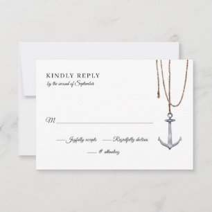 Anchor Away Touw Wedding RSVP Kaartje