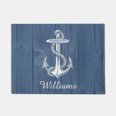 Anchor Beach Blue Wood Personalized Doormat Deurmat (Voorkant)