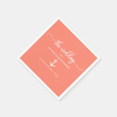 Anchor Beach Bruiloft Koraal en Wit Servet (Hoek)