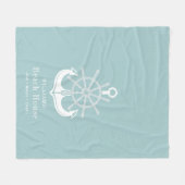 Anchor Beach House Familienaam Blauwgroen Fleece Deken (Voorkant (Horizontaal))