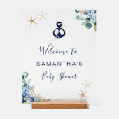 Anchor Beach Nautical Floral Baby shower Welkom Acryl Bord (Voorkant)