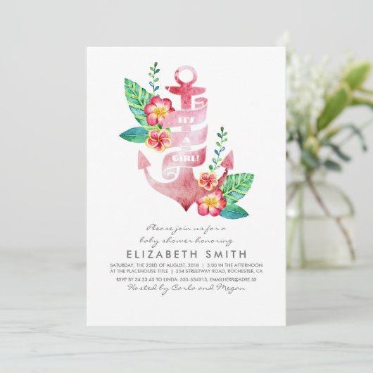 Anchor Beach Nautical Tropical Baby shower Kaart (Staand voorkant)