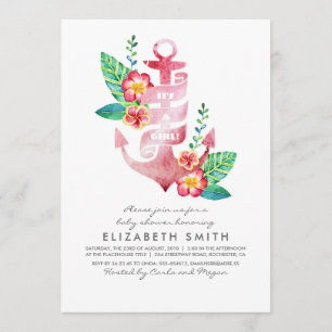 Anchor Beach Nautical Tropical Baby shower Kaart