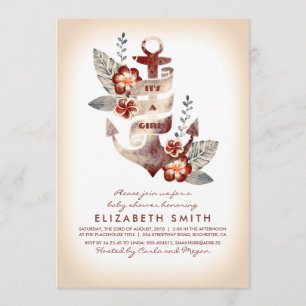 Anchor Beach Nautical Tropical Baby shower Kaart