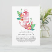 Anchor Beach Nautical Tropical Rehearings Dinner Kaart (Staand voorkant)