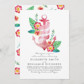 Anchor Beach Nautical Tropical Rehearings Dinner Kaart (Voorkant / Achterkant)