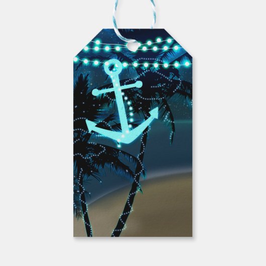 Anchor Beach Palm Trees & Lights Rustiek Cadeau La Cadeaulabel (Achterkant)