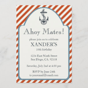 Anchor Birthday Party Invitations Nautical Thema Kaart