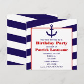 Anchor Birthday Party Ocean / Sailing Kaart (Voorkant / Achterkant)