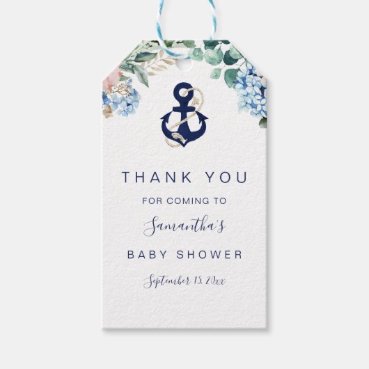 Anchor Blue Beach Nautical Florence Baby shower Cadeaulabel (Voorkant)
