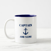  Anchor Blue Captain Naam toevoegen Bootnaam Tweekleurige Koffiemok (Links)