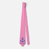 Anchor Blue Gepersonaliseerd Uw Boot Naam Roze Stropdas (Voorkant)