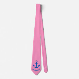 Anchor Blue Gepersonaliseerd Uw Boot Naam Roze Stropdas