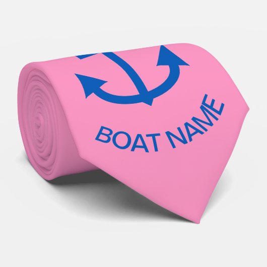 Anchor Blue Gepersonaliseerd Uw Boot Naam Roze Stropdas (Opgerold)