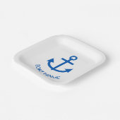 Anchor Blue Gepersonaliseerd Uw Boot Naam Wit Papieren Bordje (Gebogen)